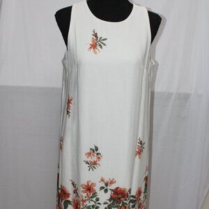 Ces Famme White & Floral Borderprint Dress